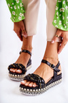 Women's Braided Wedge Sandals Black Chaves