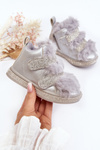 Leather Children's Insulated Snow Boots Silver Leela