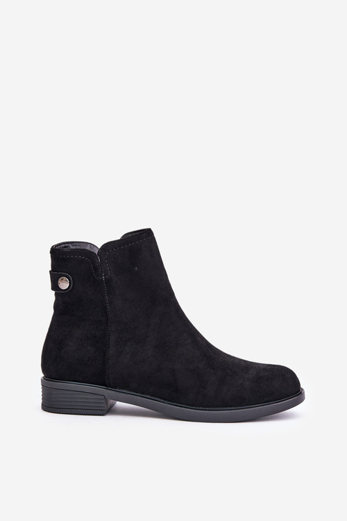 Insulated Low Chelsea Boots With Zipper Eco Suede Black Telluara