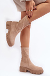 Slip-on ankle boots with flat heel beige Divella