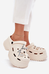 Women's sandals on a chunky platform with embellishments beige Vivira