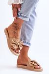 Fashionable women's slippers with a bow Beige Estera