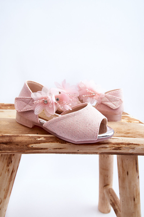 Sandały Dziecięce Rzep Kwiaty Różowe Fiona