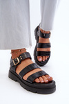 Women's sandals on a chunky sole black Nicarda