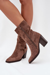 Women's Insulated Ankle Boots on Heels with Straps and Decorative Detail Brown Neria