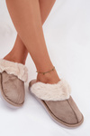 Ladies slippers with fur lining Khaki Carisse