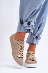 Women's Lace-up Sneakers Beige Etna