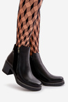 Women's Eco Leather Ankle Boots With Heel Insulated Black Revianna