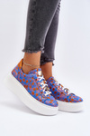 Buty Sportowe Skóra Platforma Maciejka 06191-06 Niebieskie