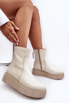 Women's Leather Boots On Platform Light Beige Lemar Jenefer