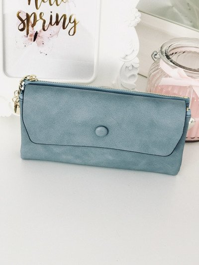 Large Ladies Blue Wallet with Heart Keyring