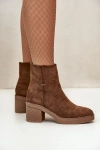 Women's Heeled Boots Insulated Eco Suede Brown Arkesia