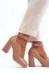 Stiletto Heels with Buckle Beige Idovana 