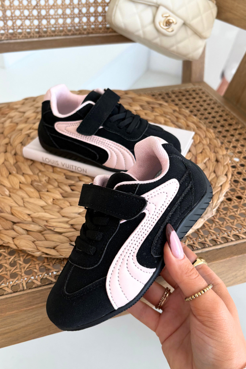 Dziecięce Buty Sportowe Na Rzep Czarno-Różowe Perrin