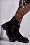 Warm Suede Lace Up Boots Black Ritta