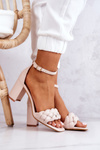 Leather Sandals On A Bar Beige Lorelei