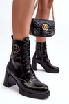 Women's Leather High Boots On Heel Black Lemar Danel
