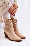 Women's Suede Openwork Boots Cowboy Beige Eleonore