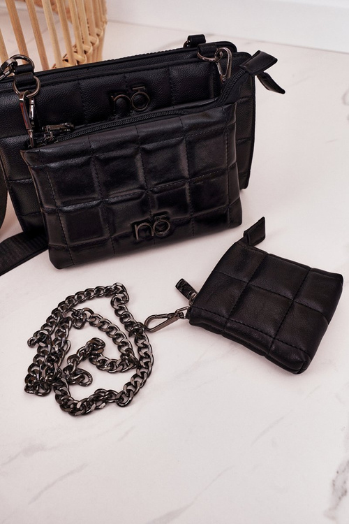 Multifunctional Quilted Messenger Bag NOBO NBAG-K1300 Black