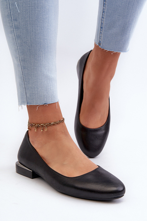 Women's ballet flats in black eco leather with low heel Sergio Leone PB202