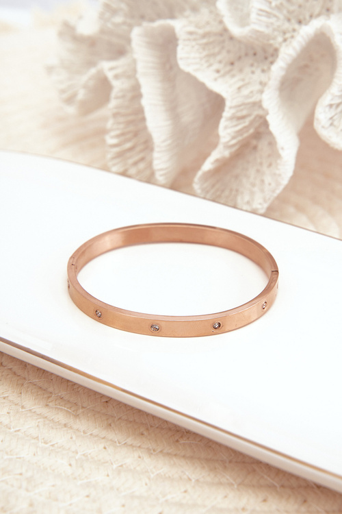 Bransoletka Stalowa Cyrkonie Różowe Złoto Lauren