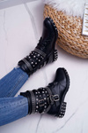 Women's Spike Rivet Boots Black Verona