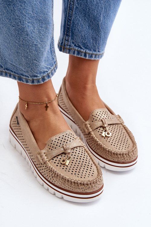 Women's Openwork Moccasins with Gold Details Twista