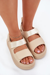Women's Platform Sandals With Velcro Beige Nitepira