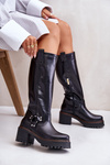 Leather Knee High Women's Boots Black Lewski 3432
