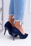 Women's Stilettos Suede Pointed Blue Cream