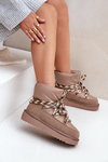 Suede Winter Boots Women With Thick Lacing D.Franklin DFSH375003 Taupe