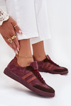 Zazoo N1068 Suede Low Women's Sneakers Burgundy