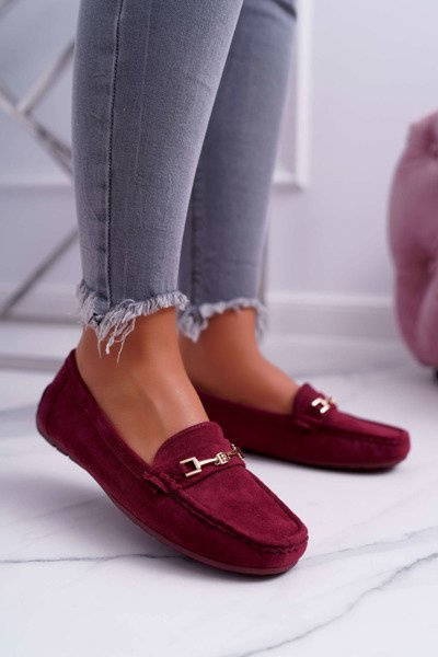Women's Suede Comfort Moccasins Maroon Anzio