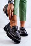 Leather Shoes Snake With Ornament Black Adison