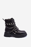 Women's Leather Embellished Ankle Boots Black Sibenna 
