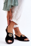 Suede Flat Sandals With Decoration Nicole 2744/002 Black