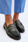 Women's Leather Loafers Dark Green Nurea