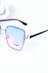 Gold Square Sunglasses Blue-Pink Ombre