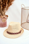 Women's Fedora Hat Beige 100% Paper