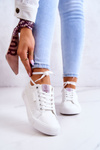 Trampki Damskie Skórzane Wiązane Białe Cross Jeans JJ2R4043C