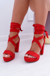 Women's Stiletto Sandals Platform Tied Red LaFiesta