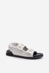 Women's White Embellished Denim Sandals Irmale