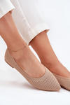 Mesh Fabric Women's Ballet Flats Dark Beige Sarina
