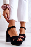 Suede Heeled Sandals Black Semilla