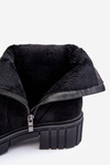 Women's Massive Suede Boots on a Flat Heel Black Lunai