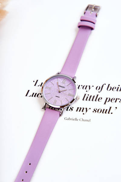 Zegarek Skórzany Pasek Bez Niklu Fioletowy ERNEST