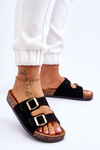 Women's Slippers On Cork Sole Black Cortina
