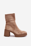 Women's Platform Ankle Boots With Chunky Heel S.Barski HY42-739 Beige