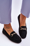 Classic Suede Loafers With Embellishment Black Amera