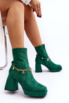 Women's Boots with Heel and Green Chain Tiselo